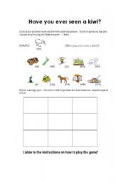 English worksheet: Have you ever seen a kiwi?