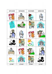 English worksheet: JOBS AND PLACES BOARD GAME