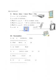 English Worksheet: fill in the gap with this/that 