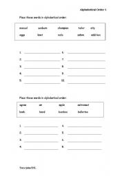 English worksheet: Alphabetical Order 1