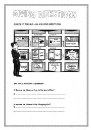 English Worksheet: GIVING DIRECTIONS