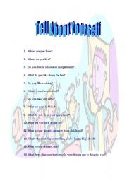 English Worksheet: Tell About Yourself