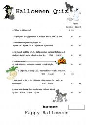 Halloween Quiz Esl Worksheet By Pennybarker