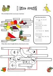 English Worksheet: I LIKE FRUIT!