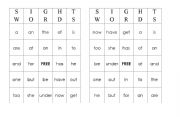English worksheet: Sight Words Bingo