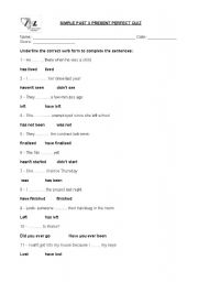 English worksheet: Simple Past x Present Perfect Quiz