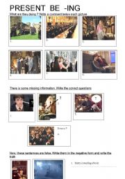 English Worksheet: Harry Potter and co. What are they doing ?
