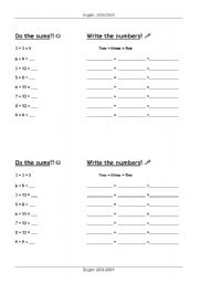 English worksheet: Do the sums!!