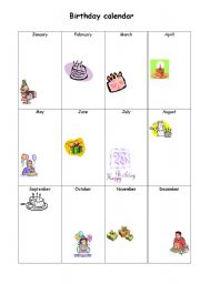 English worksheet: Birtday calendar