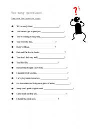 English worksheet: Too many questions!