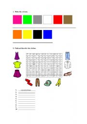 English worksheet: Cloths and colours