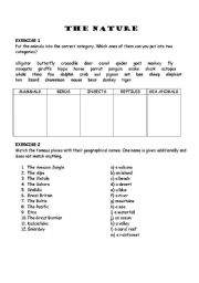 English worksheet: Nature