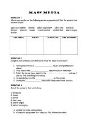 English Worksheet: Mass Media