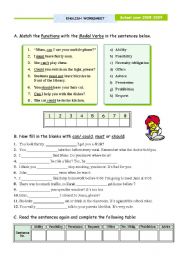 English Worksheet: Modal Verbs - focus on meaning