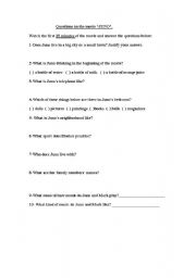 English Worksheet: Questions on the movie 