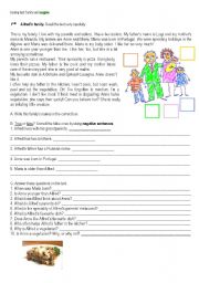 English Worksheet: Just family