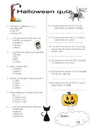 English Worksheet: Halloween quiz