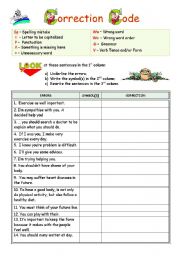 English Worksheet: Learning from our mistakes - Correction Code