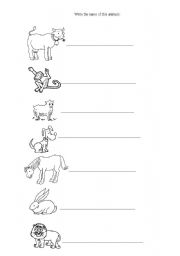 English worksheet: animals