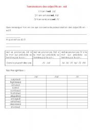 English worksheet: adjectives ending in ed