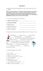 English Worksheet: verb to be