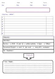 English Worksheet: lesson  plan  form