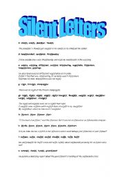 English Worksheet: silent letters