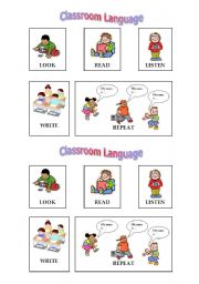 English Worksheet: Classroom language commands for younger students