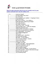 English Worksheet: TEST on QUESTION WORDS