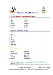 English worksheet: Lexical-grammar test