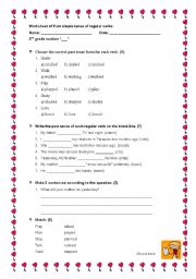 worksheet of Past tense of regular verbs