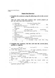 English Worksheet: Simple Past Exercises