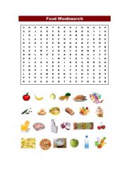 English Worksheet: FOOD WORDSEARCH