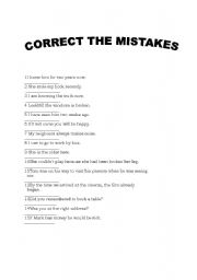 English worksheet: Grammar-correct the mistakes