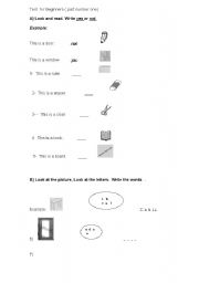 English Worksheet: TEST FOR BEGINNERS