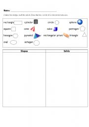 Shapes and Solids sort