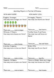 English worksheet: Finding the difference
