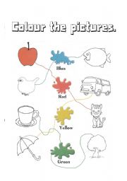 English Worksheet: Colour the pictures