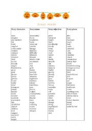 English Worksheet: Scary words