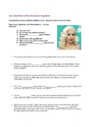 English worksheet: An interview with Christina Aguilera