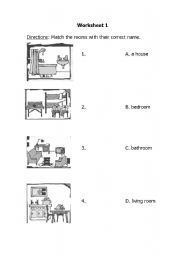 English Worksheet: rooms of the house