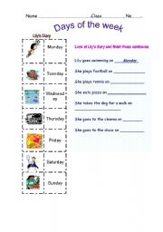 English Worksheet: days of the week