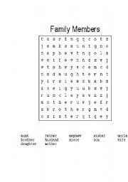 English worksheet: family