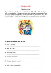 English Worksheet: question words