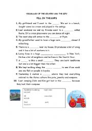 English Worksheet: City/country vocabulary (fill in the blanks)