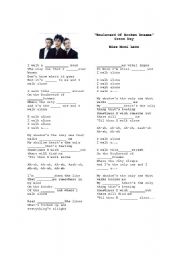 English Worksheet: Fill in the blanks/ Song - Boulevard of Broken Dreams by Green Day