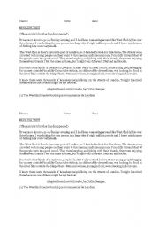 English worksheet: TEXT  for Reading comprehension  skill TEST Past