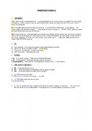 English worksheet: prepositions - summary II.