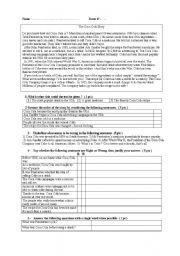 English Worksheet: TEST  the Coca Cola story 