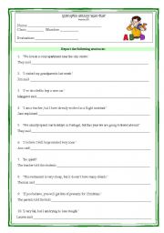 English Worksheet: REPORTED SPEECH MINI-TEST (2nd version)